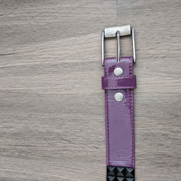 Philcos Purple Black Studded Leather Belt 34 - Picture 4 of 6